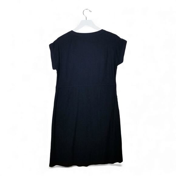 MAEVE Black Sheath Dress Silk Trim V-neck Front Pockets - Size 2 - Picture 5 of 9